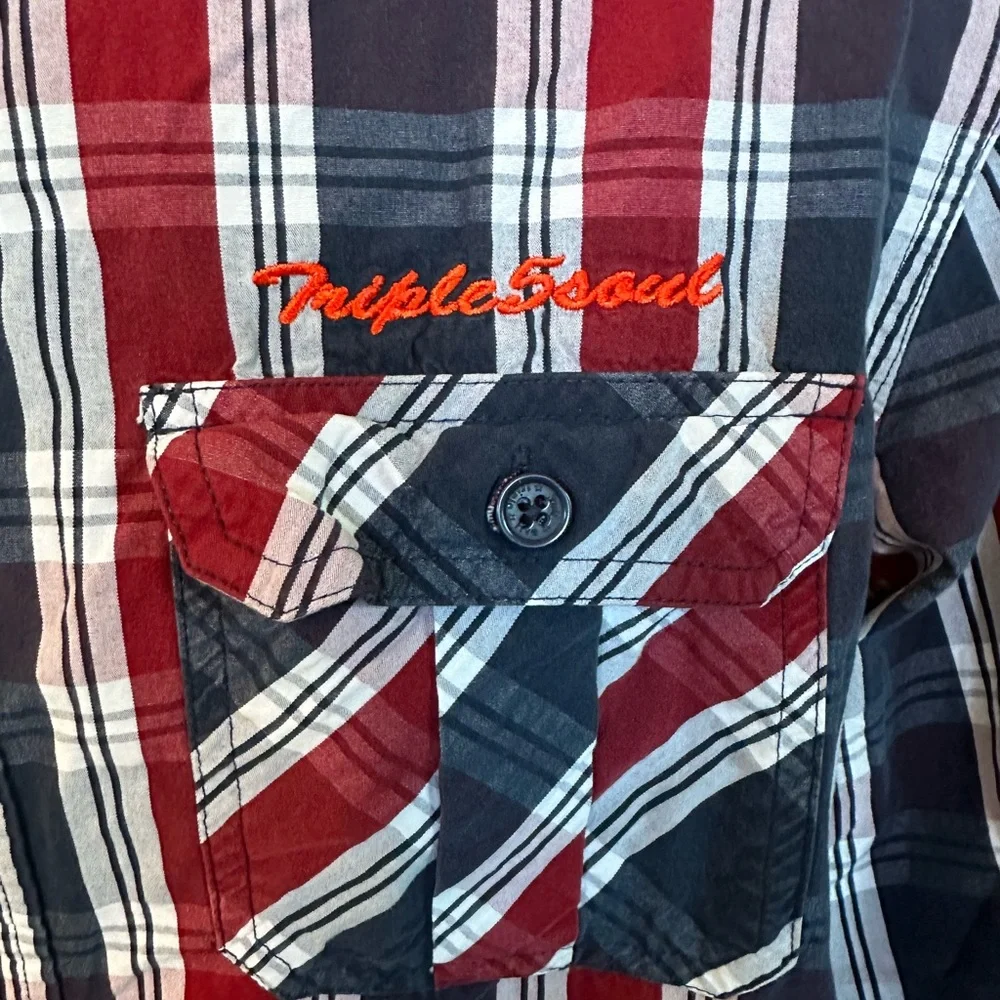 Triple Five Soul Long Sleeve Plaid Button Down Shirt. Size XL